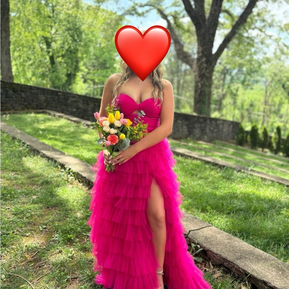 Vibrant Pink Ruffled Gown